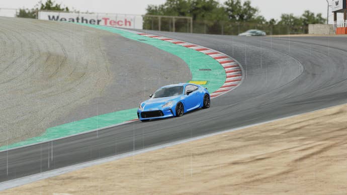 A Toyota coming through the corkscrew in Assetto Corsa Evo.