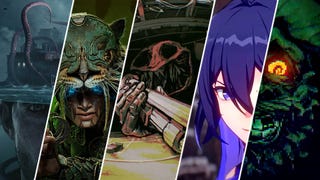 5-way split of art from games such as The Sinking City, Diablo4, Buckshot Roulette, Honkai Star Rail, and Inscryption