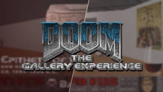 Doom The Gallery Experience header, featuring a split image of two gallery screens, and a logo spelling out the game name over the top.