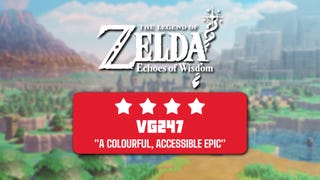 The Legend of Zelda Echoes of Wisdom header, with a four-star rating and the quote: A colourful, accessible epic.