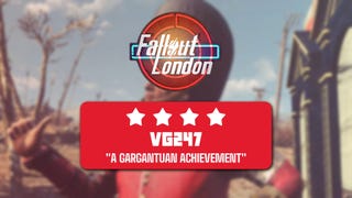 A four-star review header of Fallout: London that reads "A gargantuan effort"