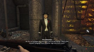 The player speaks with Arthur Mountbatten in front of Hackney Checkpoint in Fallout 4 mod, Fallout London