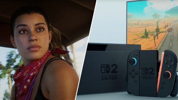 Lucia in GTA 6 next to the Nintendo Switch 2.