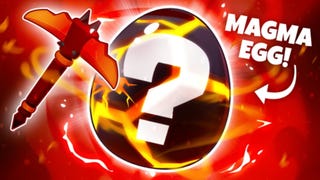 A fiery pickaxe and Magma Egg can be seen in artwork for Roblox's Pets GO