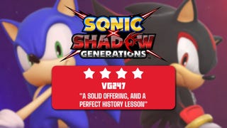 Review header for Shadow x Sonic that reads: a solid offering, and a perfect history lesson - 4 stars.