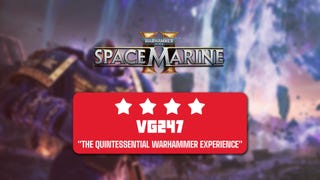 Review header for Warhammer 40K Space Marine 2. 4 Stars. Reads: "The quintessential Warhammer experience".