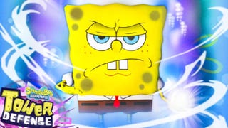 Artwork for SpongeBob Tower Defense showing SpongeBob SquarePants pulling a powerful looking pose.