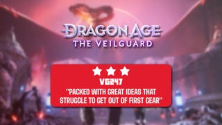 Review header for Dragon Age The Veilguard that reads: PACKED WITH GREAT IDEAS THAT
STRUGGLE TO GET OUT OF FIRST GEAR, 3 stars